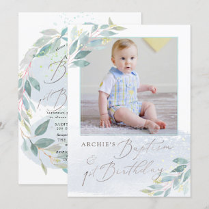 Invitación Bautismo PixDezine+1.o Vegetación acuática por nac