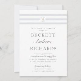 Invitación Bautismo religioso clásico de stripe