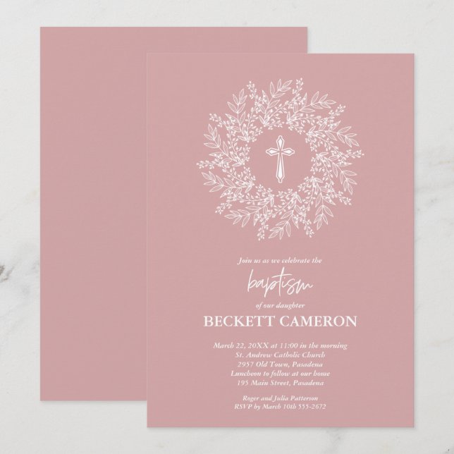 Invitación Bautismo religioso moderno y cristianismo (Anverso / Reverso)