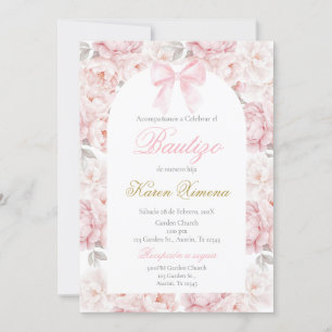 Invitación Bautismo rosado español