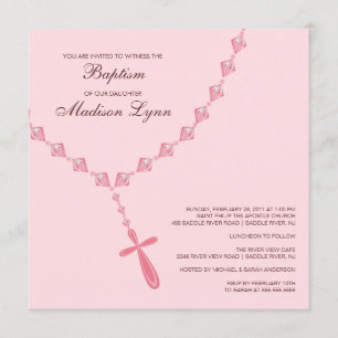 Invitación Bautismo rosado Inviation de la niña de la gota