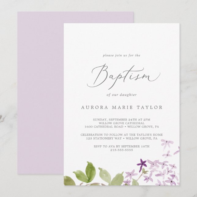 Invitación Bautismo ruso líaco (Anverso / Reverso)