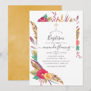 Invitación Bautismo Safari Floral Acuarela