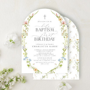 Invitación Bautismo sagrado y naturaleza de la flor silvestre