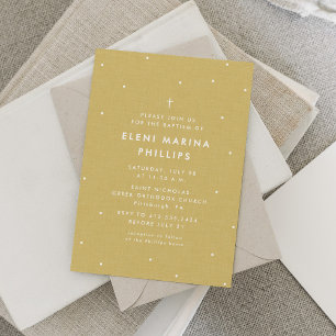 Invitación Bautismo simple amarillo dorado