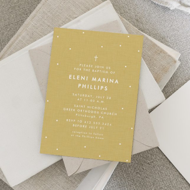 Invitación Bautismo simple amarillo dorado (Subido por el creador)