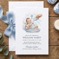 Bautismo Tradicional de Niño con Concha Azul y Cru