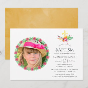 Invitación Bautismo tropical de verano o cristianismo
