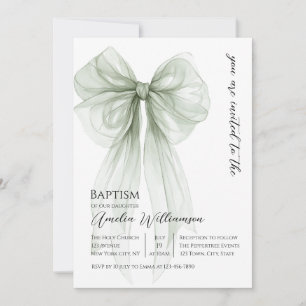 Invitación Bautismo verde sage