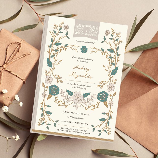 Invitación Bautismo vintage de libros (Subido por el creador)