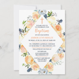 Invitación Bautismo y brunch para bebé Rosa y silbato