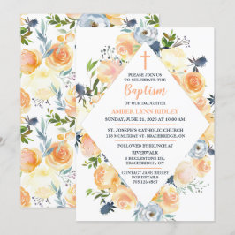 Invitación Bautismo y brunch para bebé Rosa y silbato