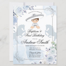 Invitación Bautismo y cumpleaños de plata mexicana en español