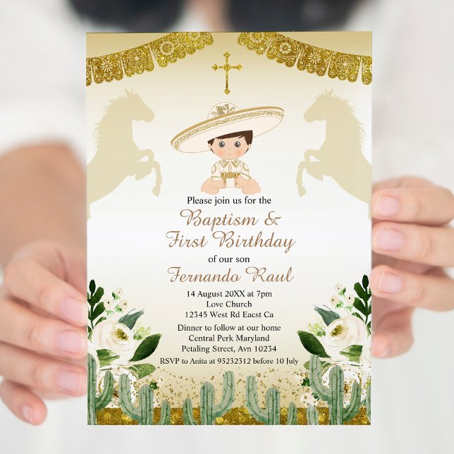 Invitación Bautismo y cumpleaños de un chico de Fiesta de Oro (Subido por el creador)