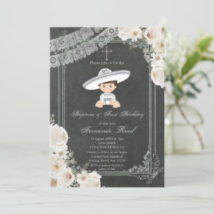 Invitación Bautismo y cumpleaños del niño mexicano de la Fies