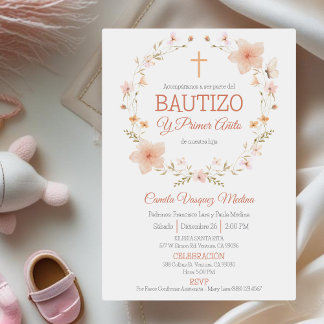 Invitación Bautismo y primer cumpleaños Bautizo y Primer Añit