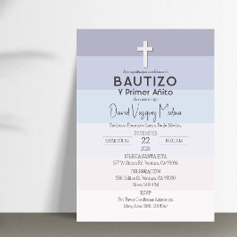 Invitación Bautismo y primer cumpleaños Minimalista