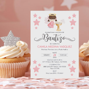 Invitación Bautizo Angel Baptism Angel y Stars