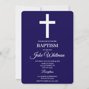 Invitación Bautizo azul marino