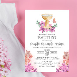 Invitación Bautizo Baptismo Butterfly católico