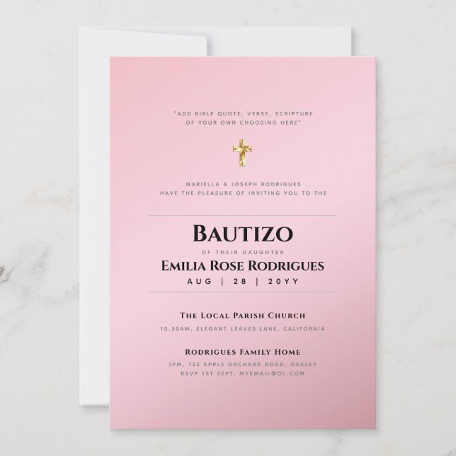 Invitación BAUTIZO Bautismo BAPTISM INVITE (Anverso)