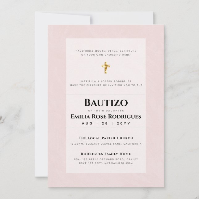 Invitación BAUTIZO Bautismo BAPTISM INVITE (Anverso)