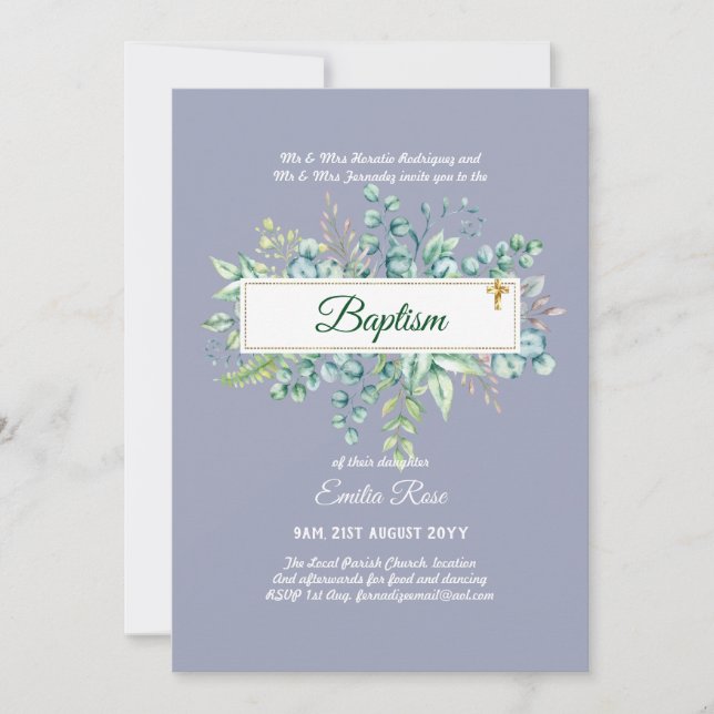 Invitación Bautizo Bautismo Christening Invi (Anverso)