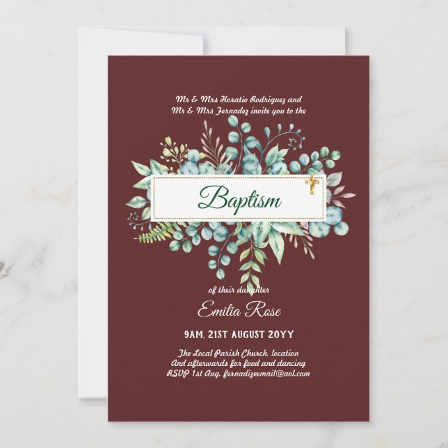 Invitación Bautizo Bautismo Christening Invi (Anverso)