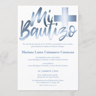 Invitación Bautizo Bautismo Español Faux GOLD