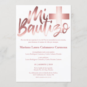 Invitación Bautizo Bautismo Español Faux ROSA GOLD