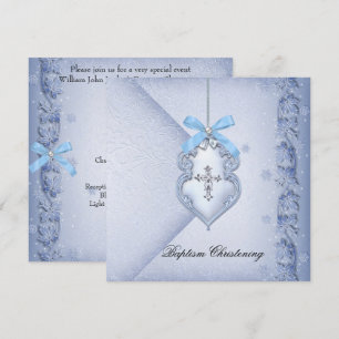 Invitación Bautizo Blue Cross Niño damasco bautizo