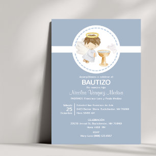 Invitación Bautizo Boy Angel Cute Bautismo Católic