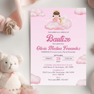 Invitación Bautizo Chica Ángel