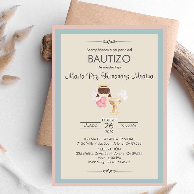 Invitación Bautizo Chica Angel Bautizo Bautismo Re (Subido por el creador)