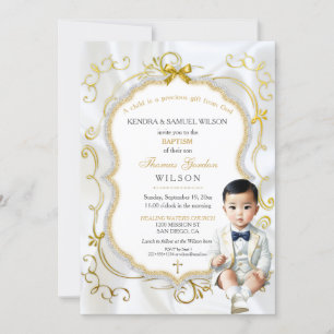 Invitación Bautizo Comunión de bebé asiático varón