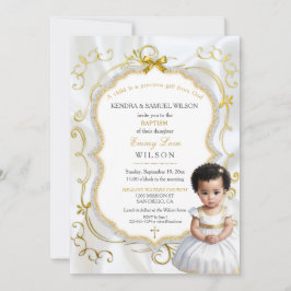 Invitación Bautizo Comunión de Niña Bautismo Oro Blanco