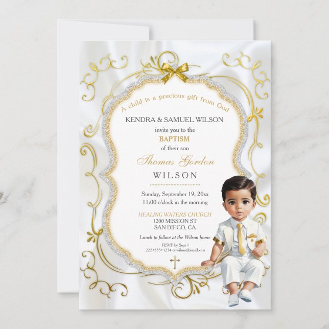Invitación Bautizo Comunión de Niño (Anverso)