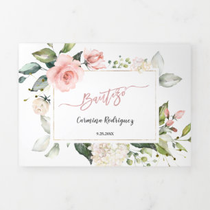 Invitación Bautizo Con Flores Foto Bautismo