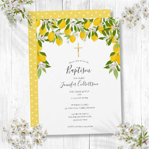 Invitación Bautizo Cristal Lemones Floral Elegante Moderno