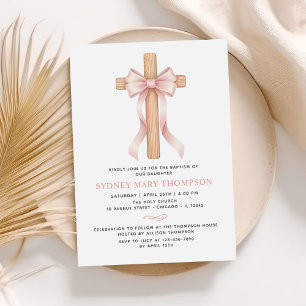 Invitación Bautizo Cristiano de Niña Lazo Rosa