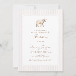 Invitación Bautizo cristiano de niño cordero 