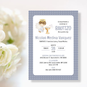 Invitación Bautizo Cute BOY Angel Baptism Católico