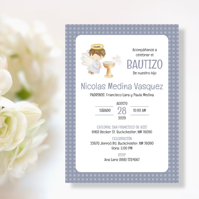 Invitación Bautizo Cute BOY Angel Baptism Católico (Subido por el creador)