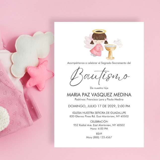 Invitación Bautizo Cute Chica Angel Bautismo Simpl (Subido por el creador)