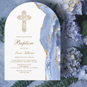 Invitación Bautizo de Ágata Azul de Aciano