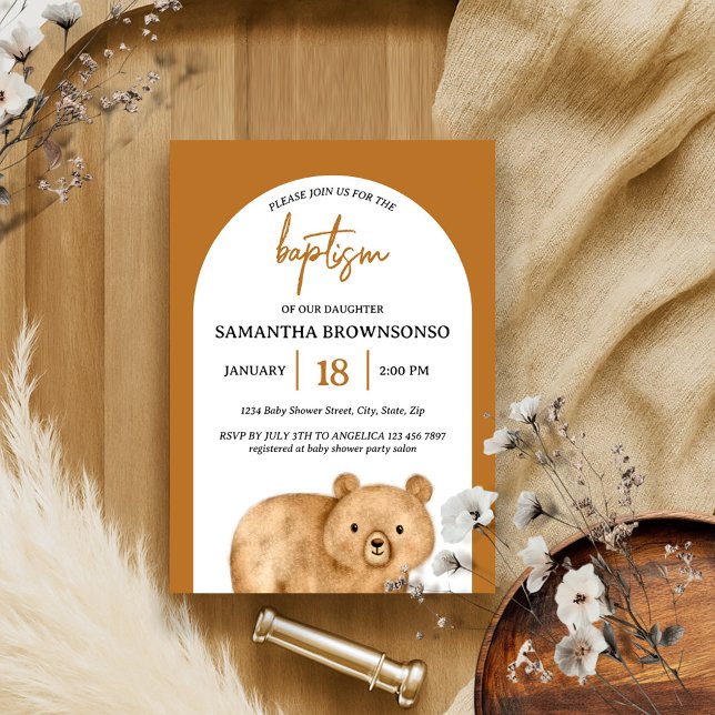 Invitación Bautizo de bebé oso de terracota (Subido por el creador)
