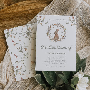 Invitación Bautizo de Conejo del Bosque Follaje del Bosque