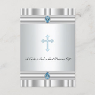 Invitación Bautizo de Cruz Gris y Azul