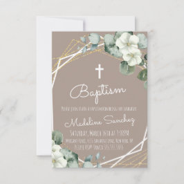 Invitación Bautizo de Eucalipto en Acuarela Dedicación del B