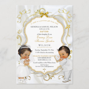 Invitación Bautizo de gemelos niño y niña, comunión